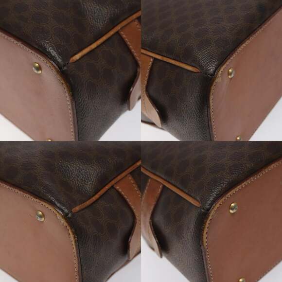 CELINE Macadam Canvas Hand Bag Pvc Leather Brown Gold - Picture 10 of 12